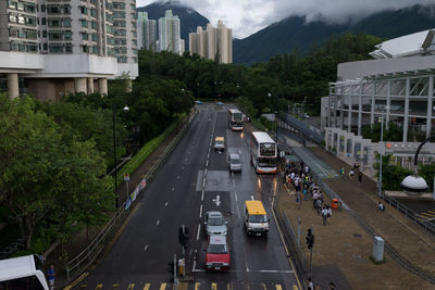 High angle view of city street