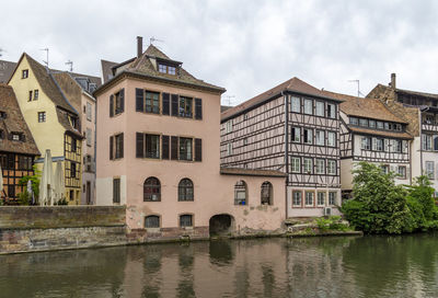 Idyllic waterside impression of strasbourg, a city at the alsace region in france