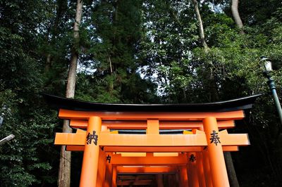 Low angle view of built structure against trees
