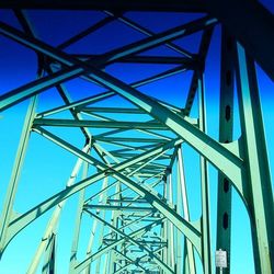 Low angle view of bridge against blue sky