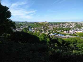 High angle view of townscape against sky