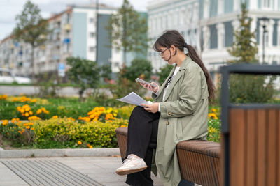 Portrait of businessman using digital tablet