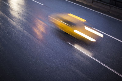 High angle view of traffic on road in city