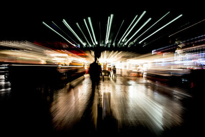 Blurred motion of city street at night