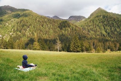 Beautiful lombardy mountains in splendor of spring