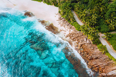 High angle view of water flowing in swimming pool