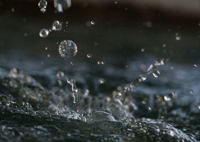 Close-up of water splashing in sea