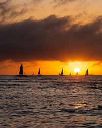 Scenic view of sea against dramatic sky