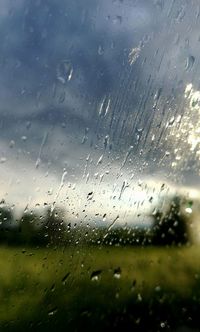 Full frame shot of wet window in rainy season