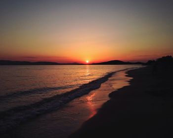 Scenic view of sea at sunset