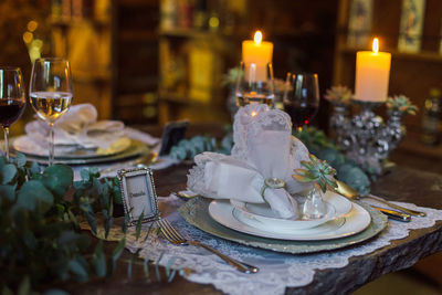 Place setting on table