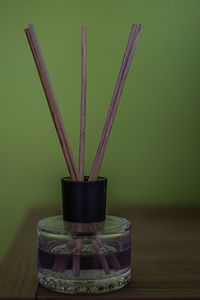 Close-up of wine glass on table