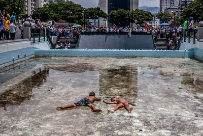 Group of people in swimming pool