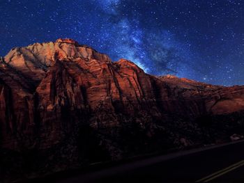 Rock formations at night