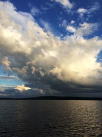 Scenic view of sea against cloudy sky