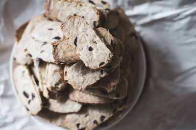 Close-up of cookies in plate