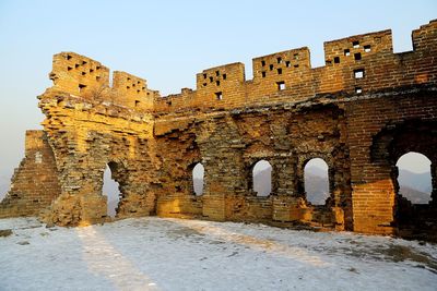 Low angle view of historical building against clear sky