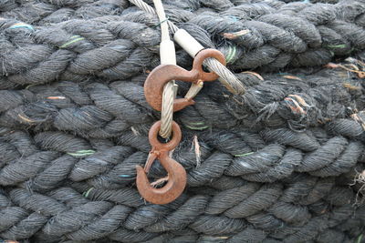 Full frame shot of rope tied on metal