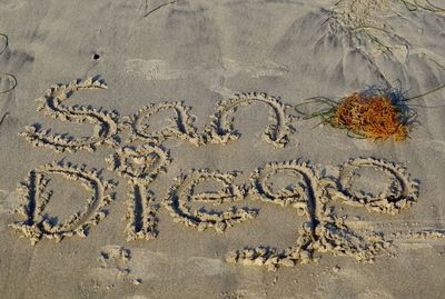Text on sand at beach