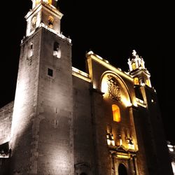 Low angle view of illuminated building