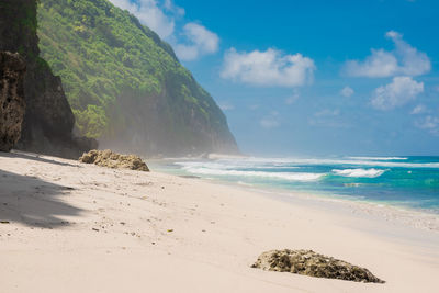 Scenic view of beach against sky