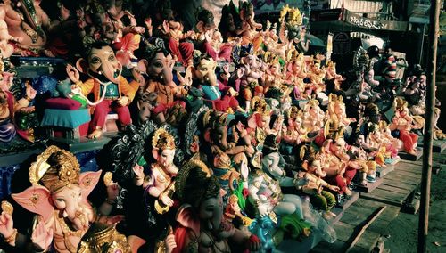 Ganesha idols for sale at market stall