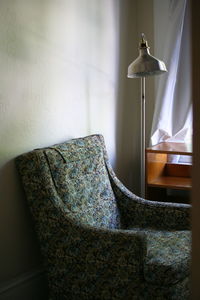 Close-up of sofa on table at home