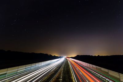 Light trails on highway at night