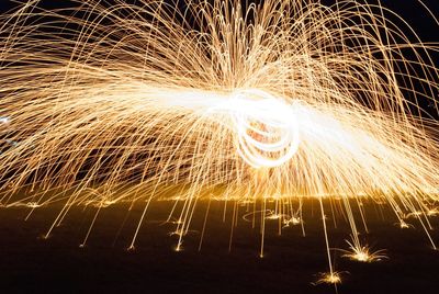 Firework display at night