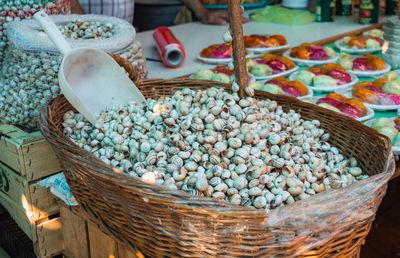 High angle view of vegetables in market for sale