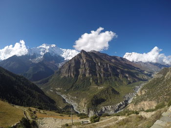 Scenic view of mountains against sky