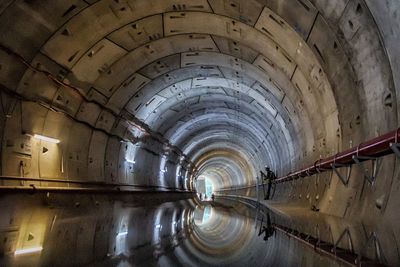 Interior of illuminated tunnel