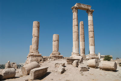 Low angle view of temple of hercules in amman, jordan