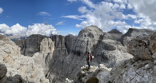 Panoramic view of rock formations against sky