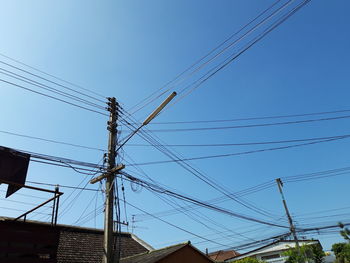 Low angle view of cables against sky