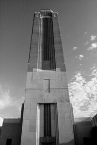 Low angle view of building against cloudy sky