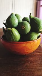 Close-up of fruits in bowl on table