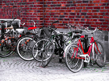 Bicycle parked on road