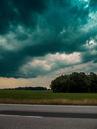 Scenic view of landscape against cloudy sky