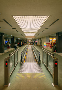 Illuminated subway station platform