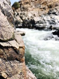 Close-up of rock in water