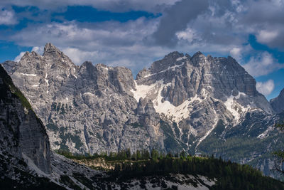 Panoramic view of mountain range against sky