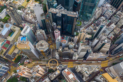 High angle view of city buildings