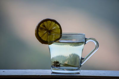 Close-up of drink in glass on table