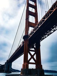 Low angle view of suspension bridge