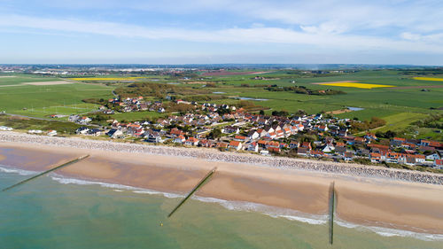 High angle view of landscape against sky