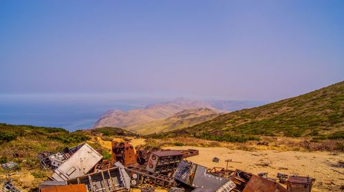 Scenic view of sea and mountains