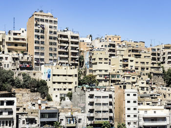 Cityscape against clear sky