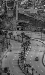 High angle view of traffic on road