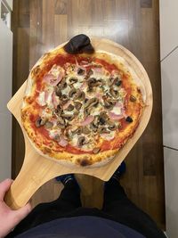 Close-up of pizza on table